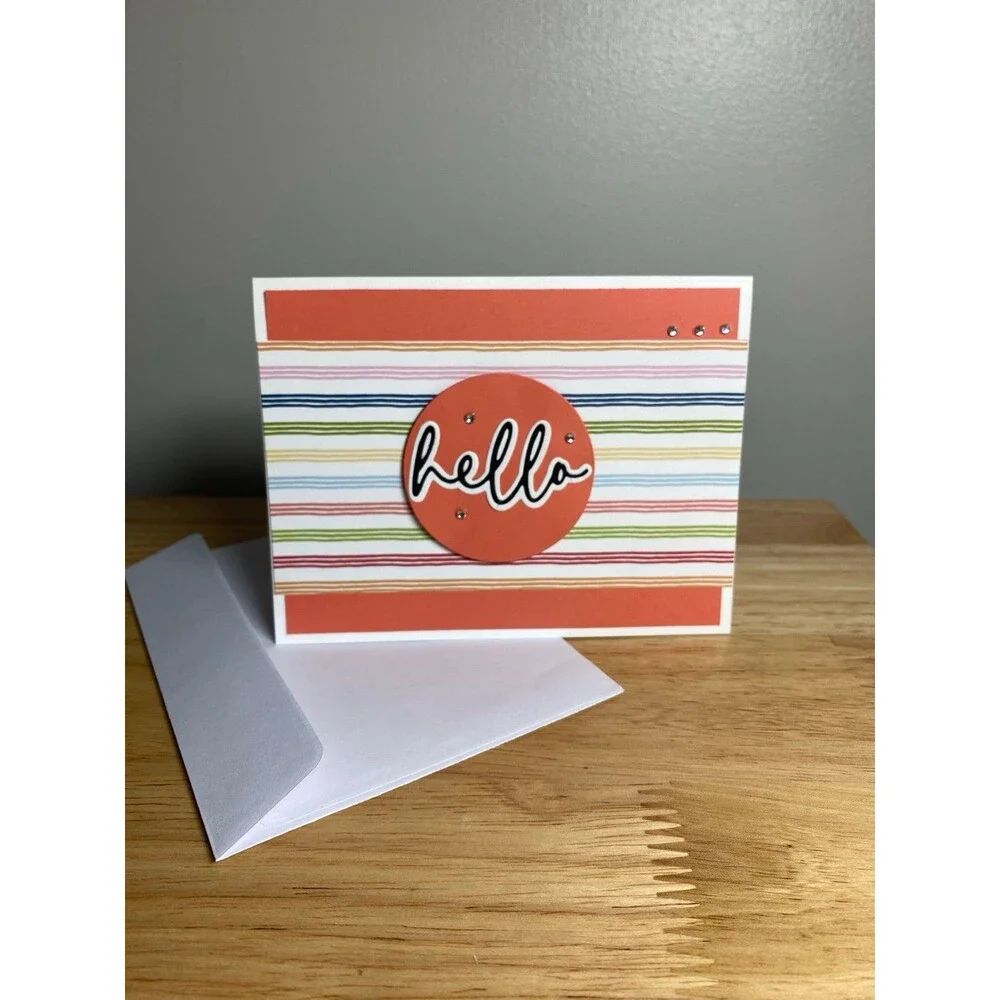 Handmade Hello Blank Greeting Card A2 & Envelope